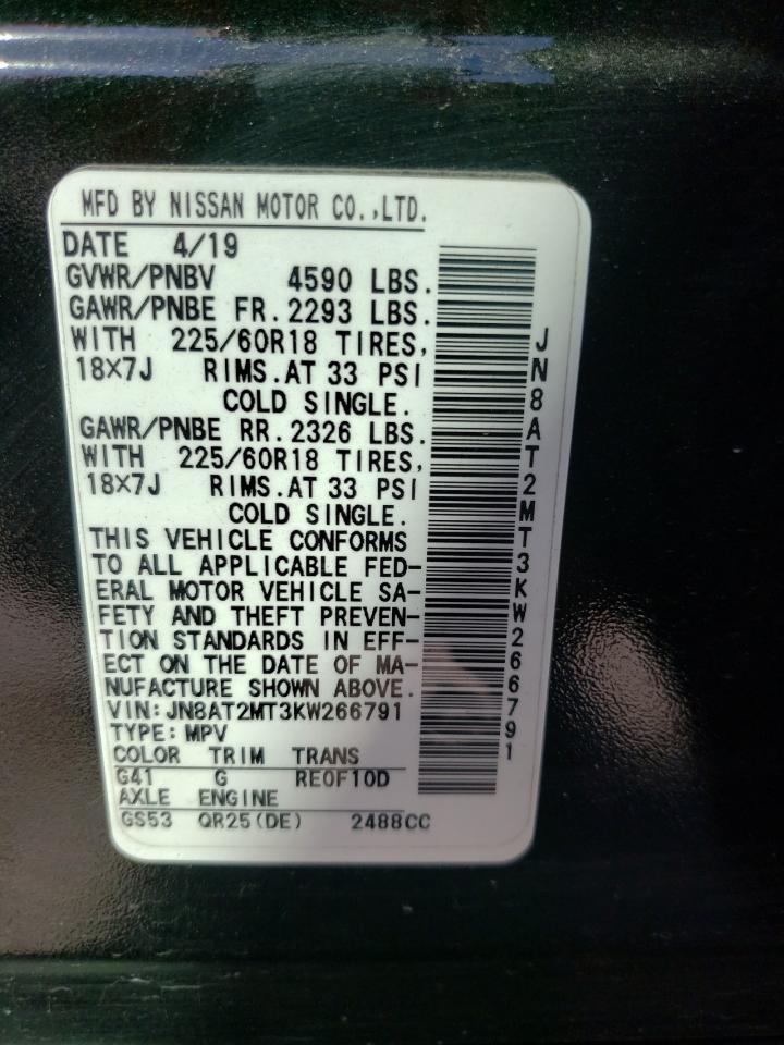 Photo 10 from auction – 2019 NISSAN ROGUE S with VIN JN8AT2MT3KW266791