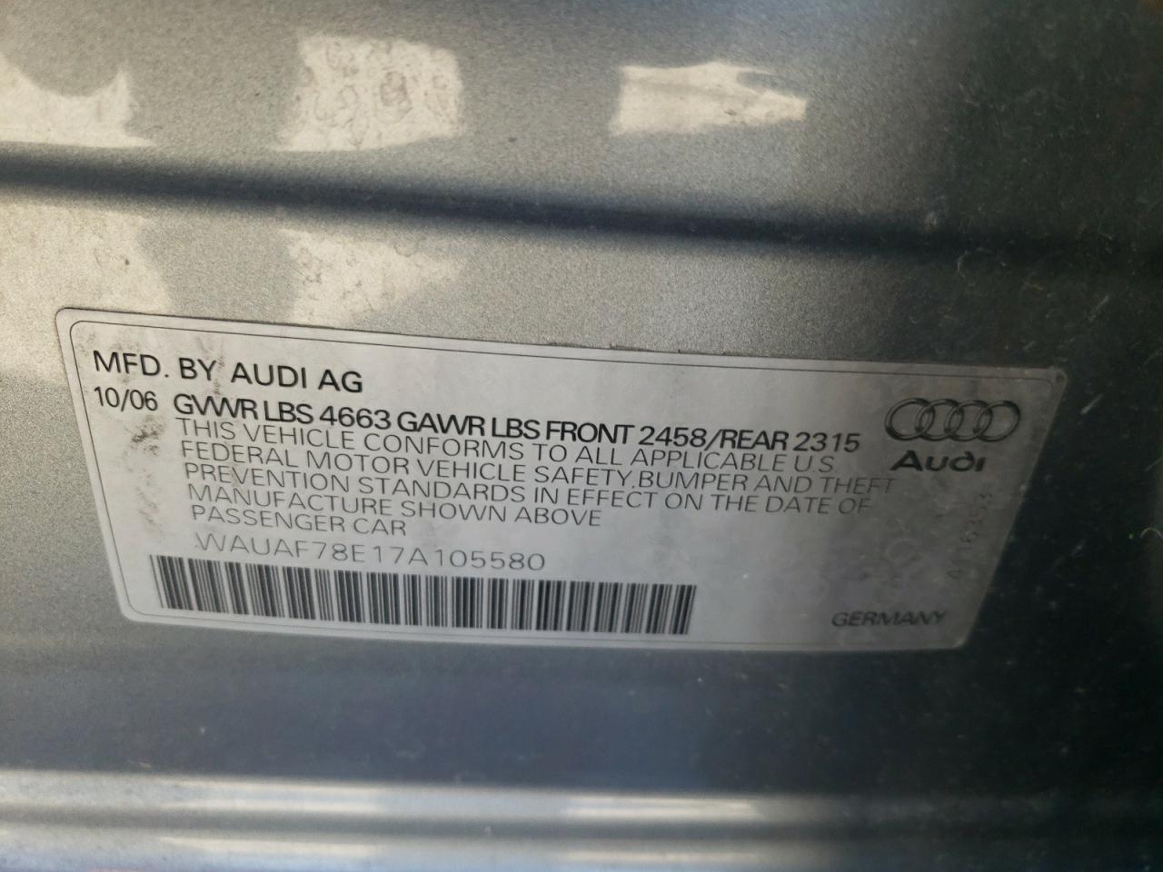 Photo 10 from auction – 2007 AUDI A4 2 with VIN WAUAF78E17A105580