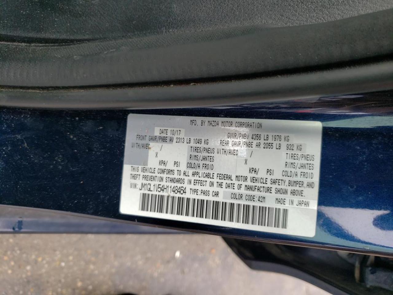 Photo 10 from auction – 2017 MAZDA 6 TOURING with VIN JM1GL1V54H1148464