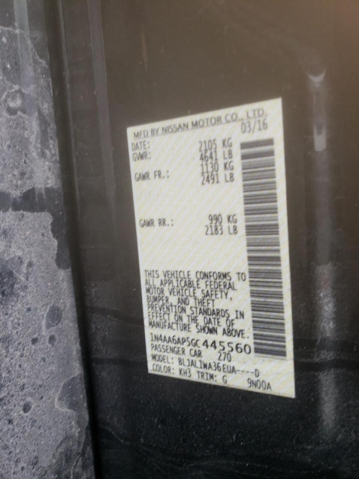 Photo 10 from auction – 2016 NISSAN MAXIMA 3.5 with VIN 1N4AA6AP5GC445560