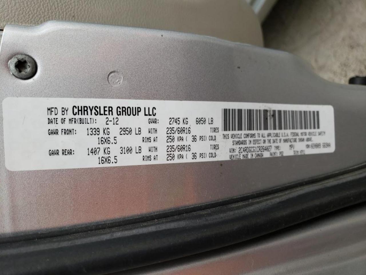 Photo 10 from auction – 2012 DODGE GRAND CARA with VIN 2C4RDGCG1CR264027