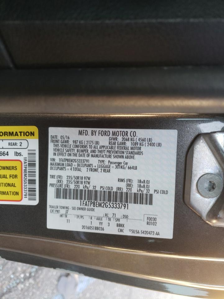 Photo 10 from auction – 2016 FORD MUSTANG with VIN 1FATP8EM2G5333791