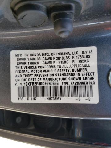 Photo 10 from auction – 2013 HONDA CIVIC LX with VIN 19XFB2F50DE260656