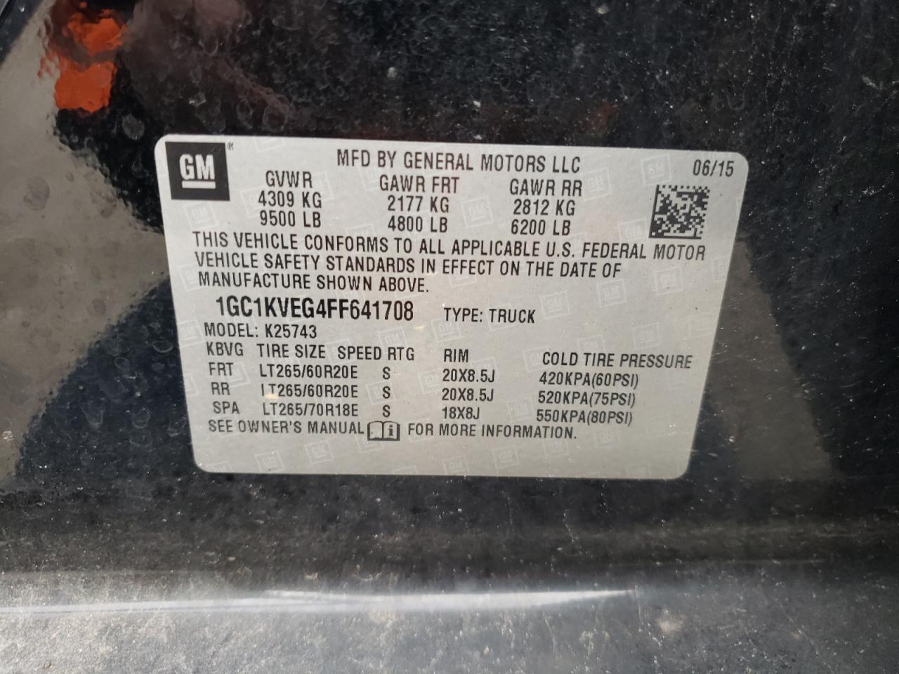 Photo 10 from auction – 2015 CHEVROLET SILVERADO with VIN 1GC1KVEG4FF641708