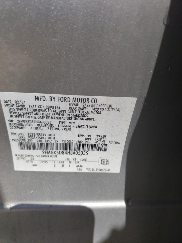 Photo 10 from auction – 2017 FORD FLEX LIMIT with VIN 2FMGK5D84HBA05035