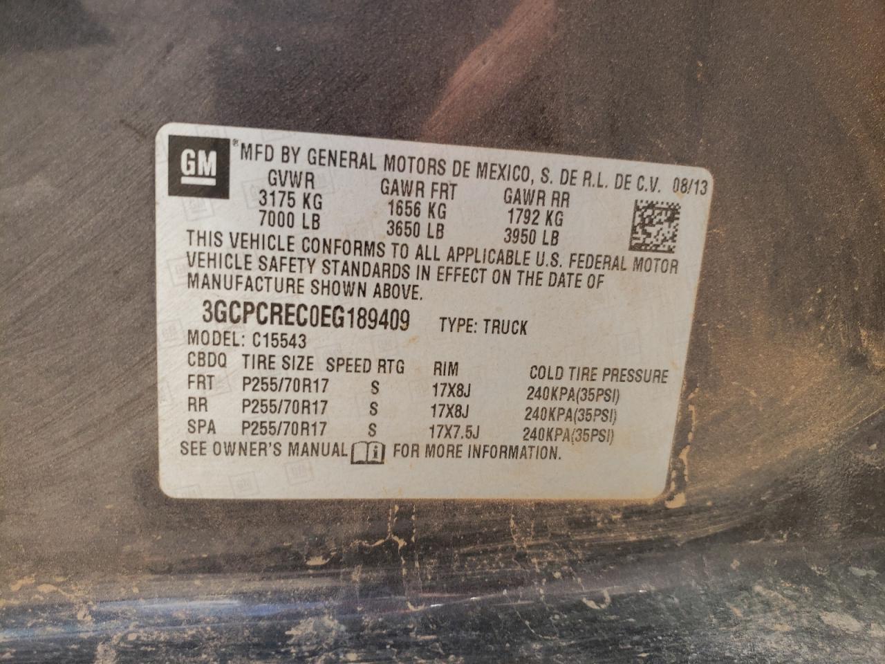 Photo 10 from auction – 2014 CHEVROLET SILVERADO with VIN 3GCPCREC0EG189409