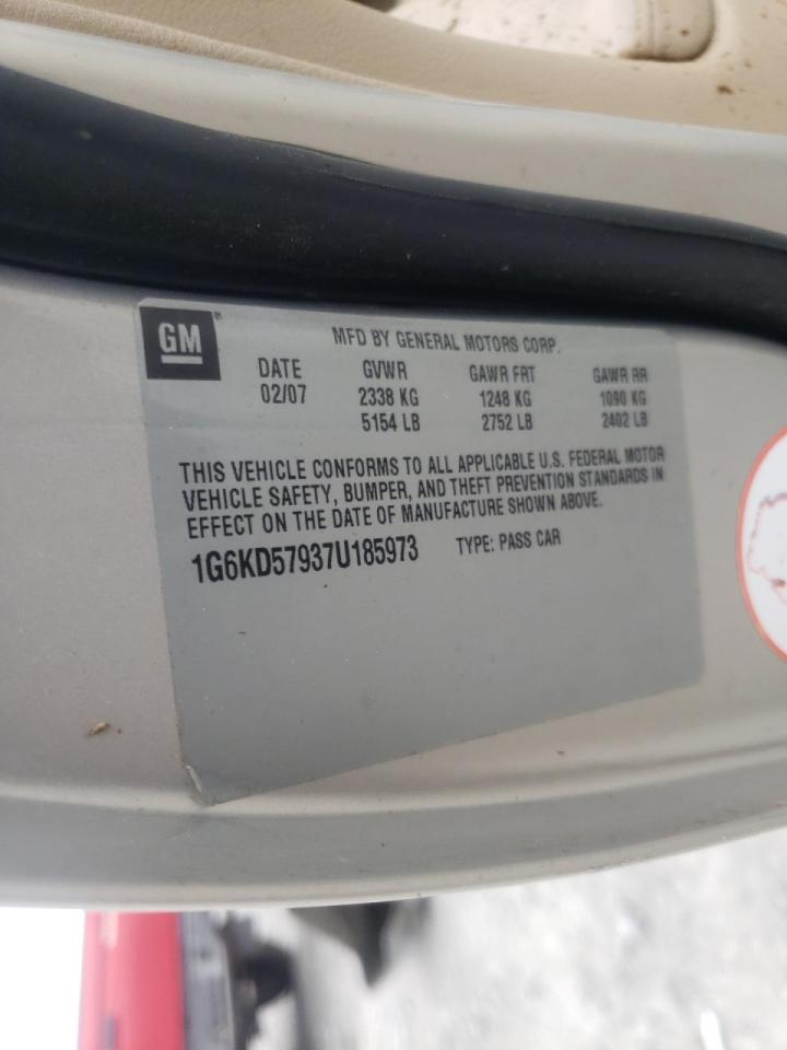 Photo 10 from auction – 2007 CADILLAC DTS with VIN 1G6KD57937U185973