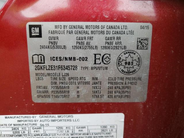 Photo 10 from auction – 2015 GMC TERRAIN DE with VIN 2GKFLZE31F6345728