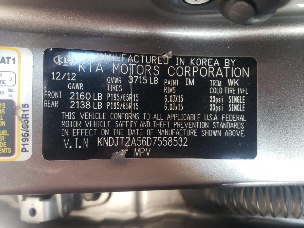 Photo 10 from auction – 2013 KIA SOUL with VIN KNDJT2A56D7558532
