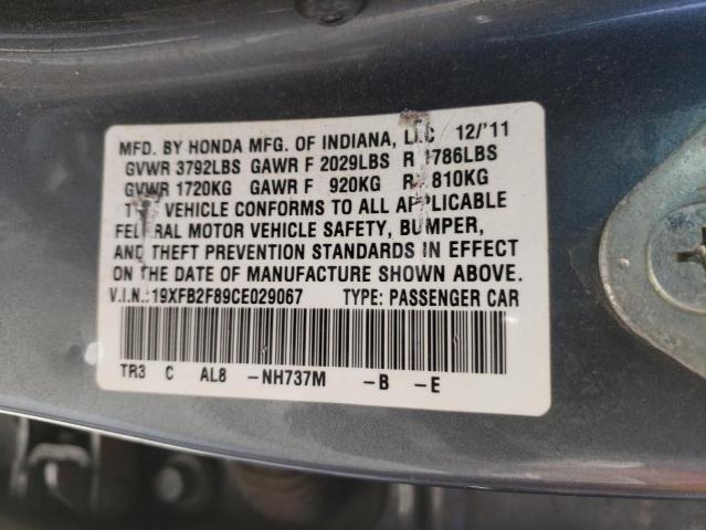 Photo 10 from auction – 2012 HONDA CIVIC EX with VIN 19XFB2F89CE029067