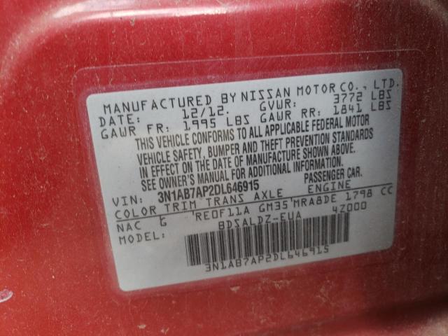 Photo 10 from auction – 2013 NISSAN SENTRA S with VIN 3N1AB7AP2DL646915