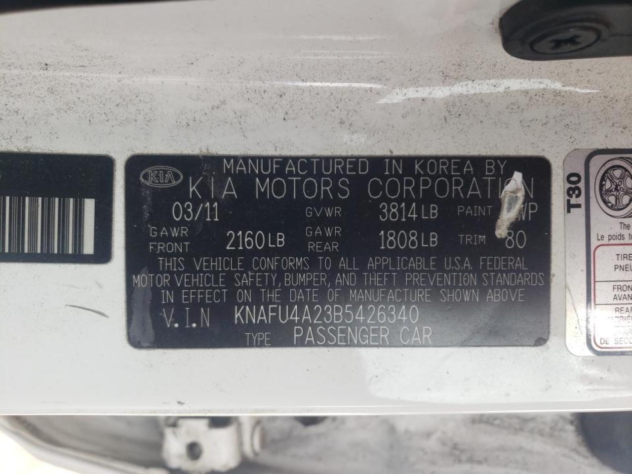 Photo 10 from auction – 2011 KIA FORTE EX with VIN KNAFU4A23B5426340