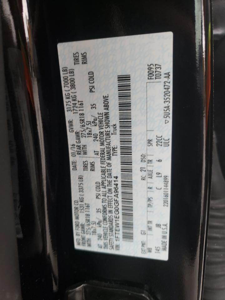 Photo 10 from auction – 2016 FORD F150 SUPER with VIN 1FTEW1EG0GFA96414