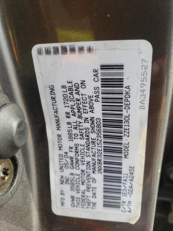 Photo 10 from auction – 2005 TOYOTA COROLLA CE with VIN 1NXBR32E15Z356803