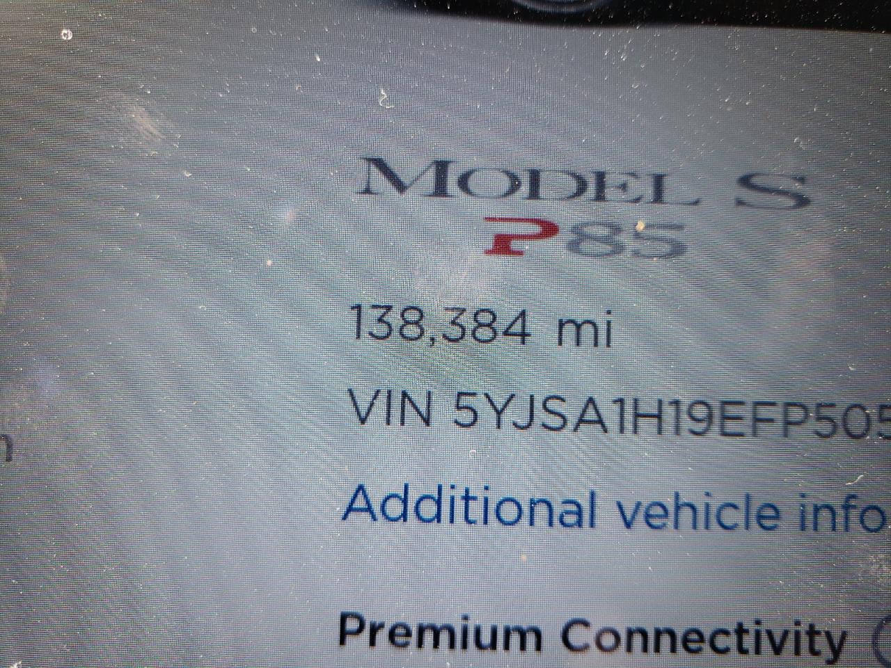 Photo 8 from auction – 2014 TESLA MODEL S with VIN 5YJSA1H19EFP50515