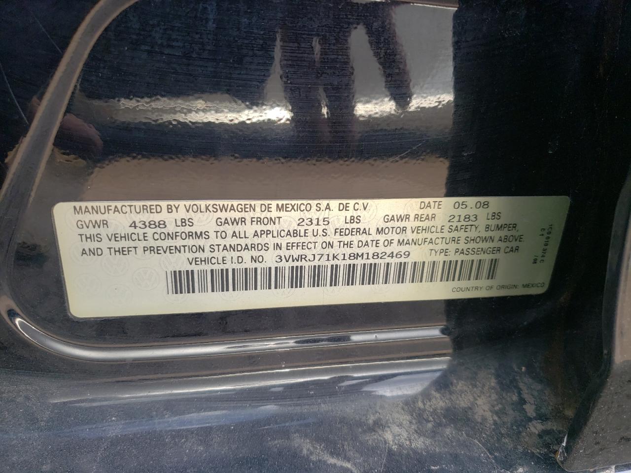 Photo 10 from auction – 2008 VOLKSWAGEN JETTA WOLF with VIN 3VWRJ71K18M182469