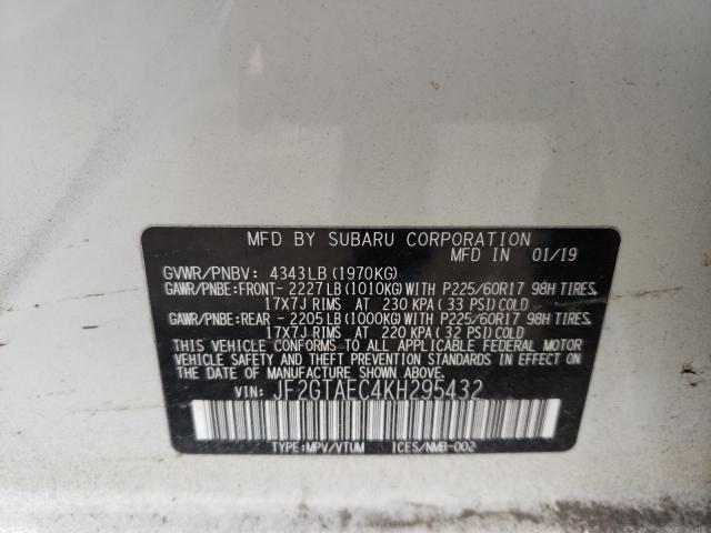 Photo 10 from auction – 2019 SUBARU CROSSTREK with VIN JF2GTAEC4KH295432