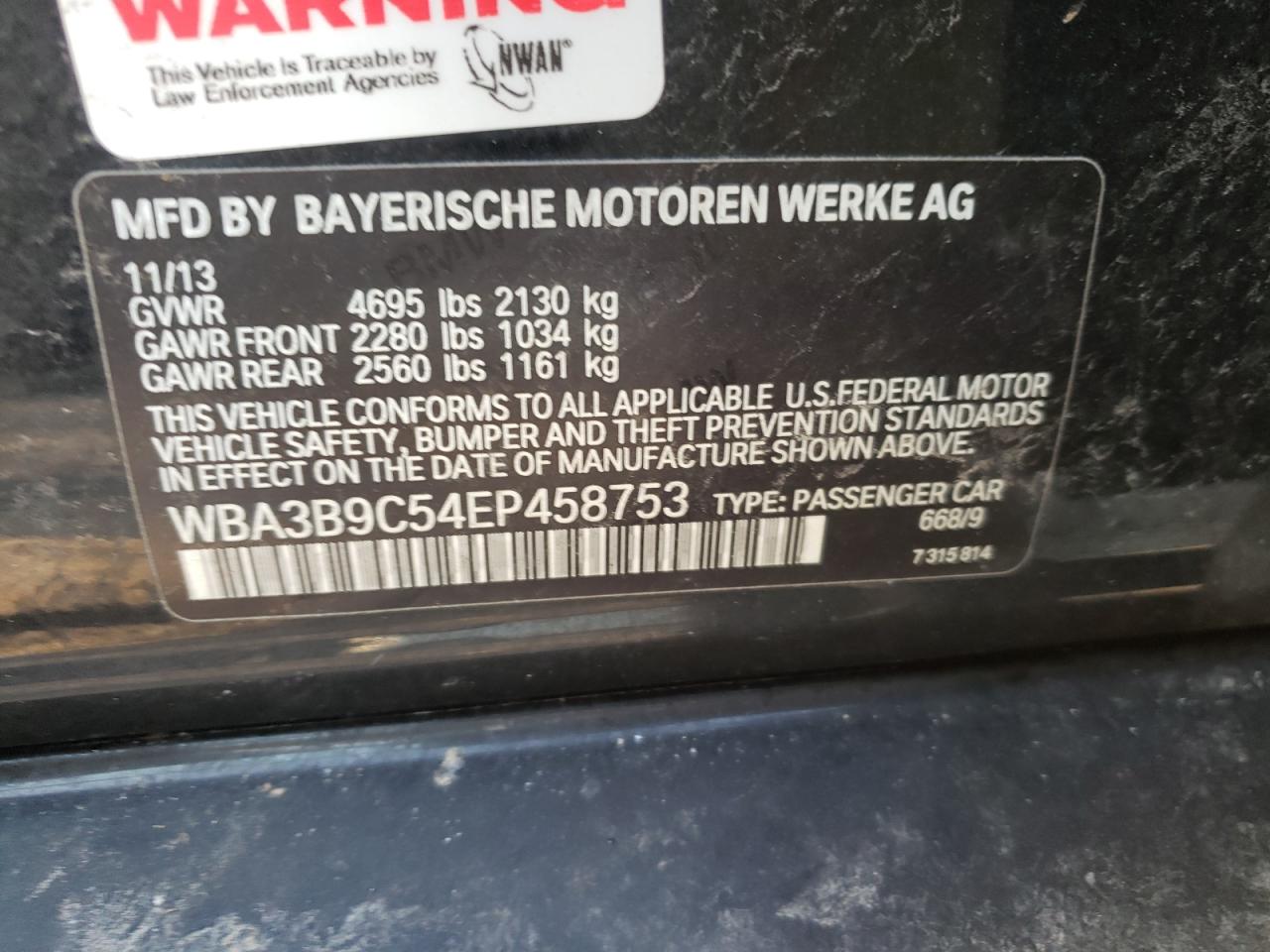 Photo 10 from auction – 2014 BMW 335 XI with VIN WBA3B9C54EP458753
