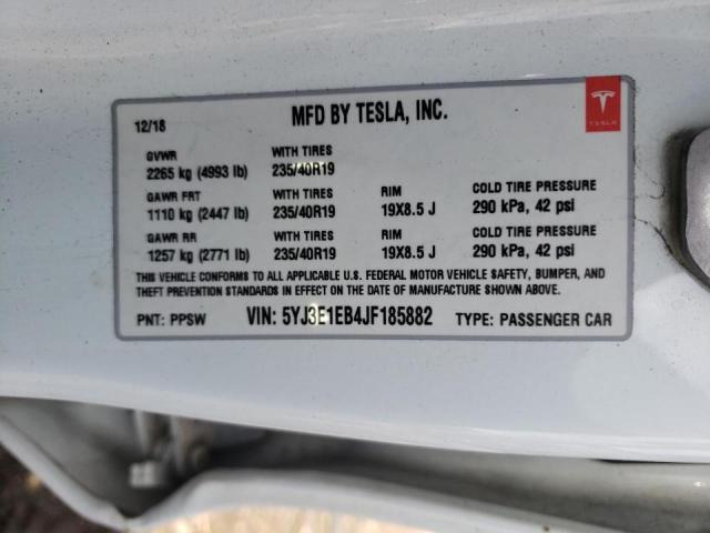 Photo 10 from auction – 2018 TESLA MODEL 3 with VIN 5YJ3E1EB4JF185882