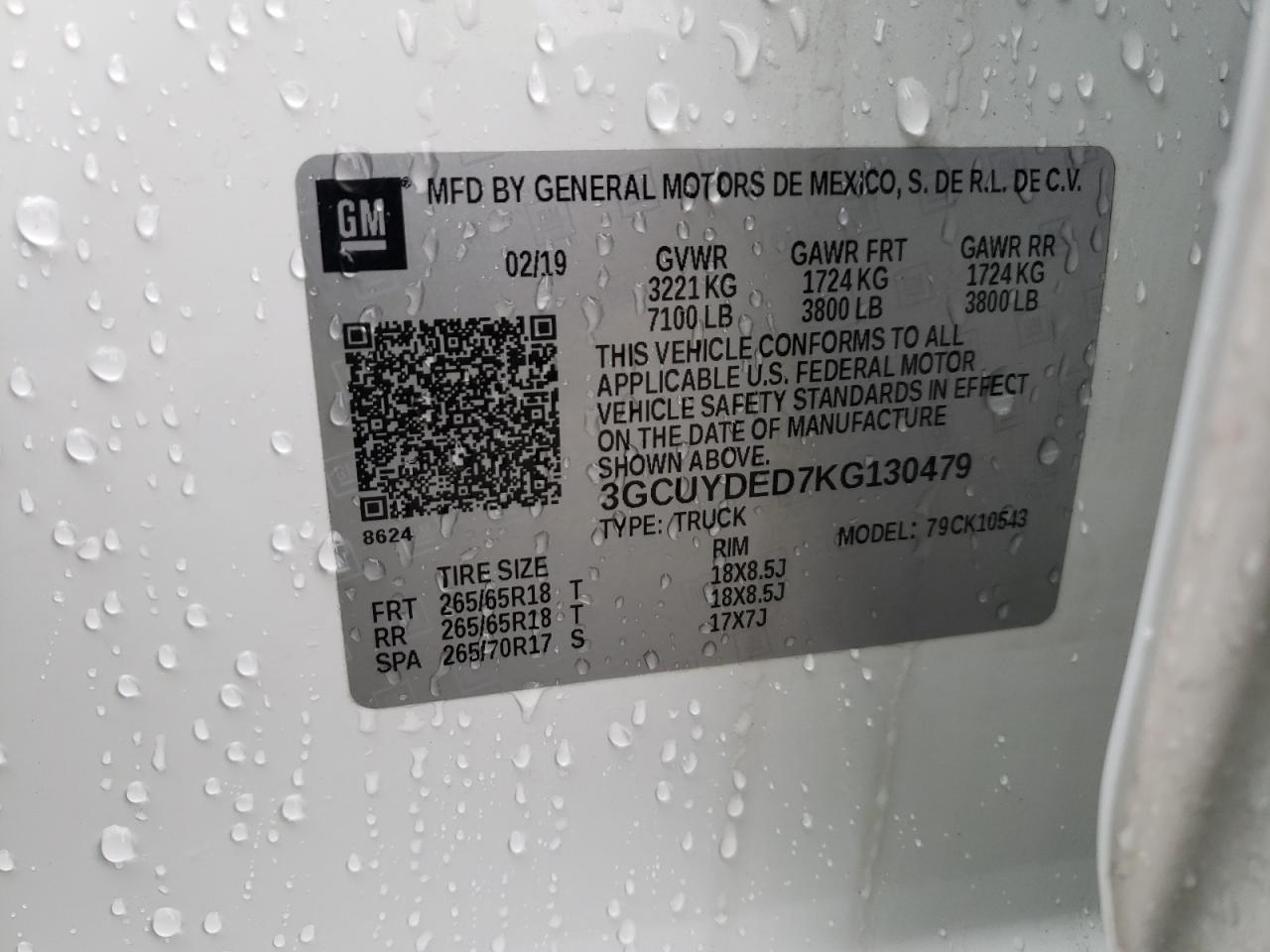 Photo 10 from auction – 2019 CHEVROLET SILVERADO with VIN 3GCUYDED7KG130479