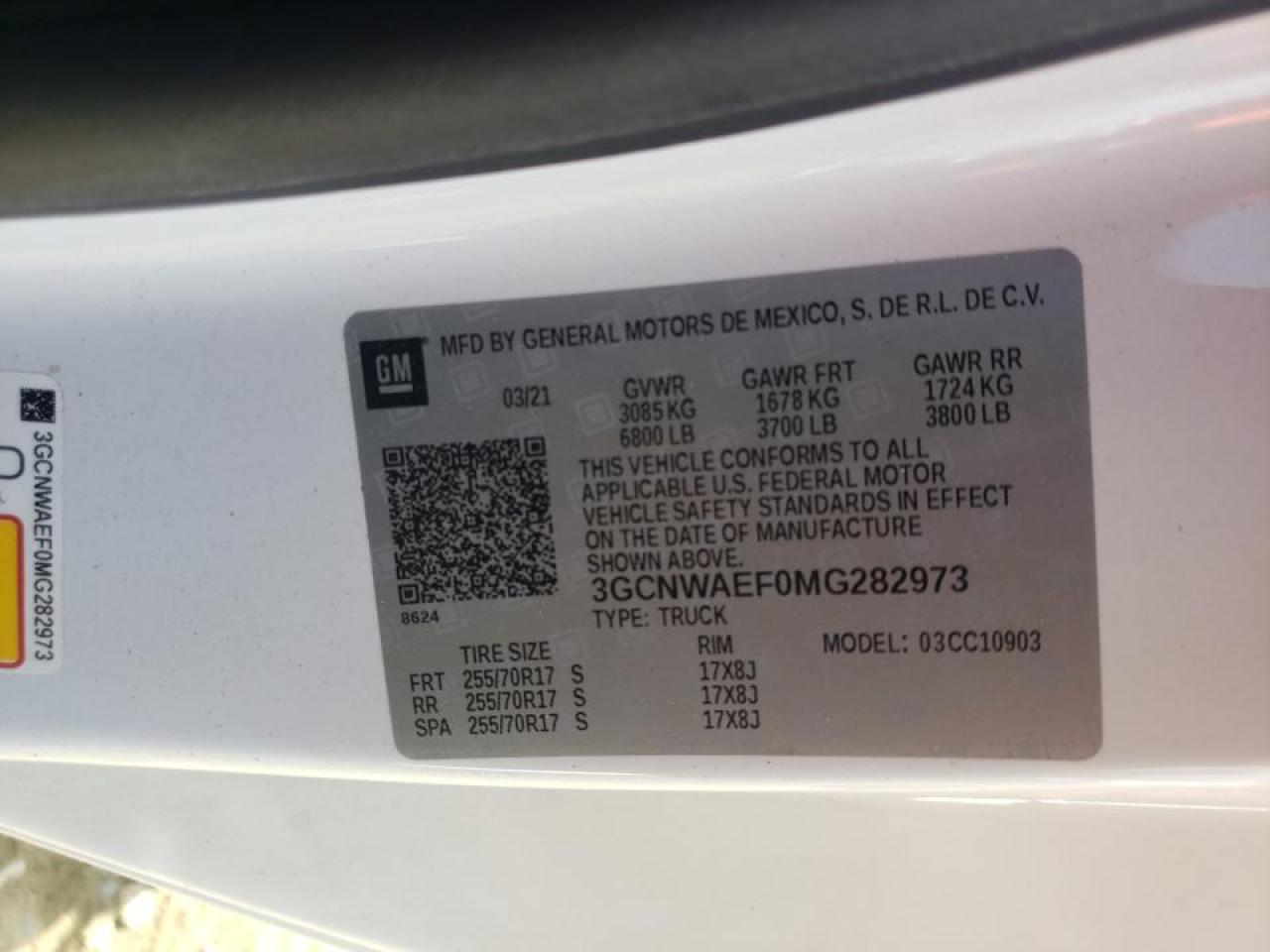 Photo 10 from auction – 2021 CHEVROLET SILVERADO with VIN 3GCNWAEF0MG282973