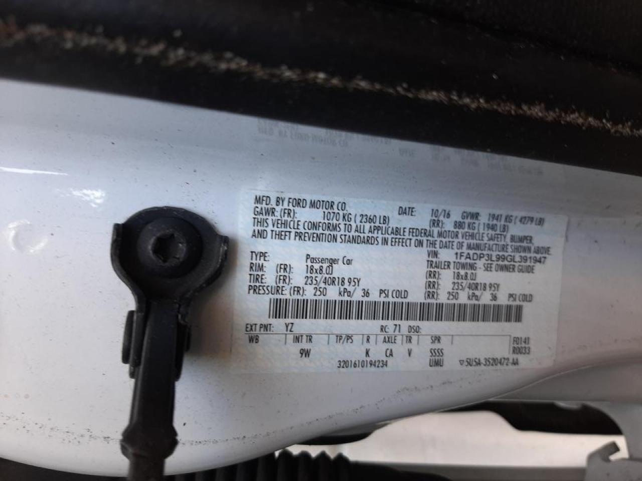 Photo 10 from auction – 2016 FORD FOCUS ST with VIN 1FADP3L99GL391947