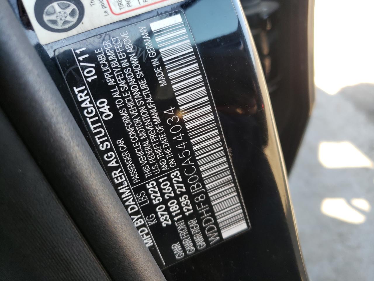 Photo 10 from auction – 2012 MERCEDES-BENZ E 350 4MAT with VIN WDDHF8JB0CA544034