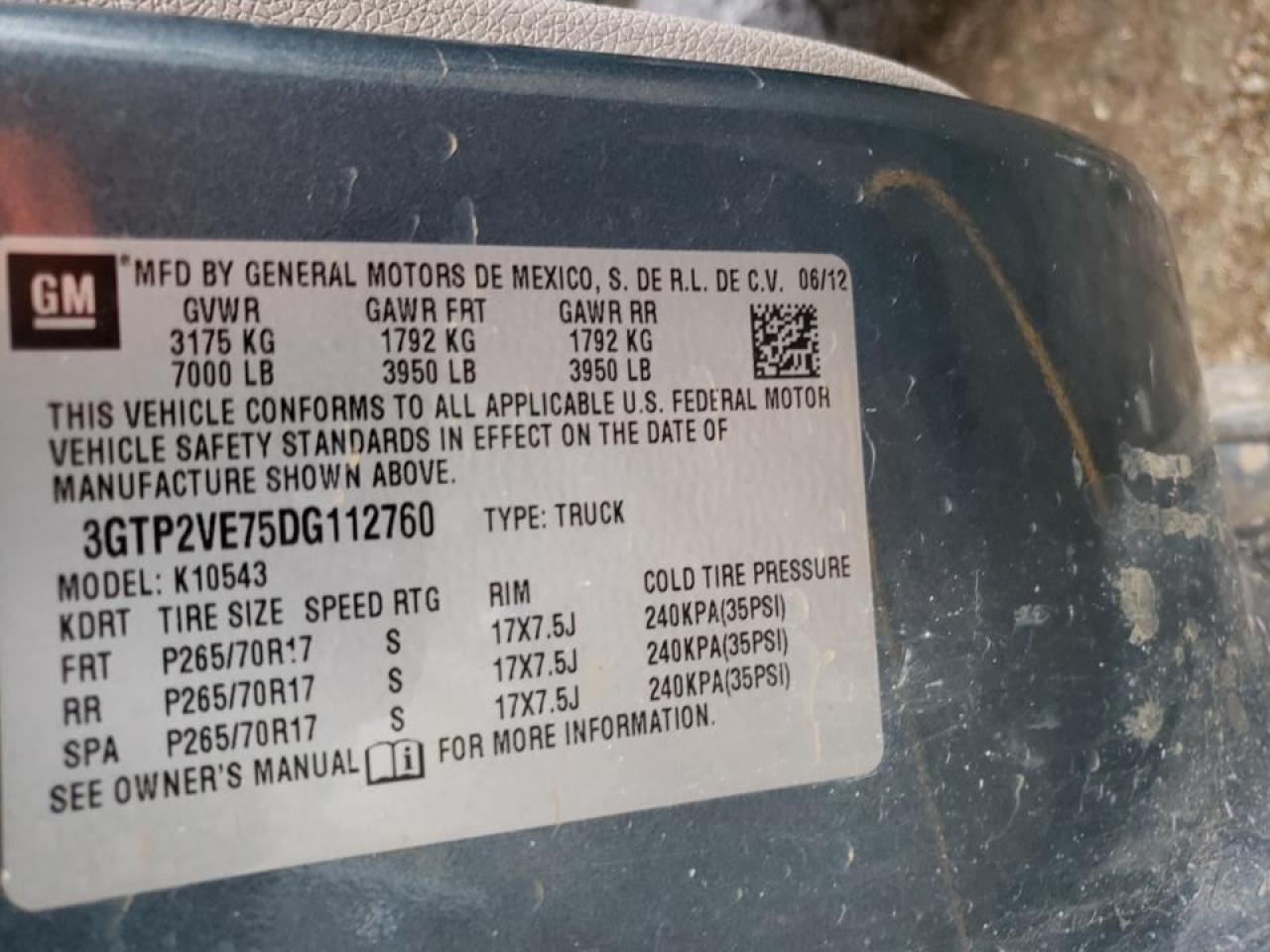 Photo 10 from auction – 2013 GMC SIERRA K15 with VIN 3GTP2VE75DG112760