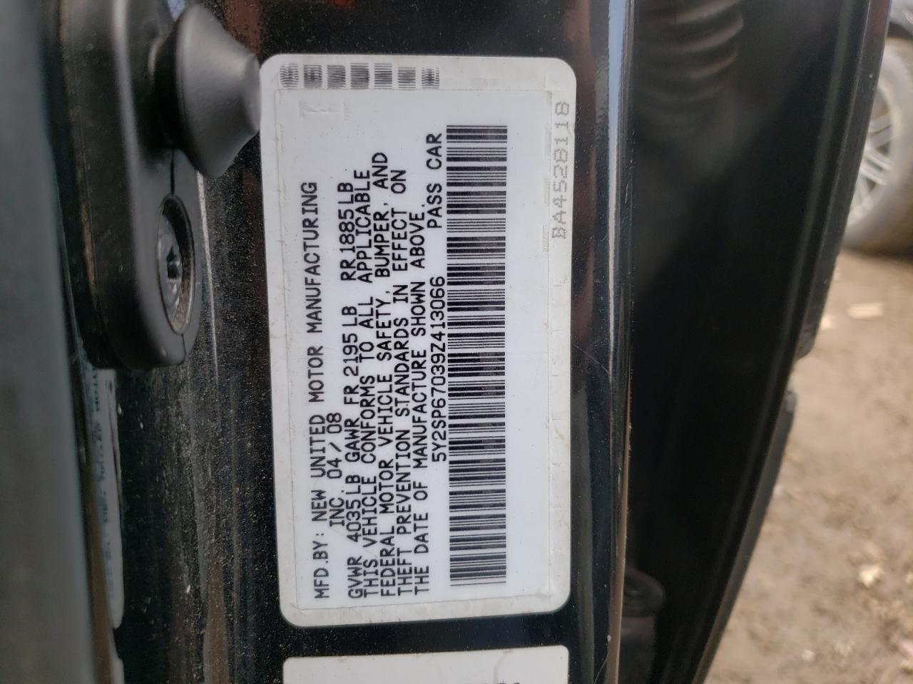 Photo 10 from auction – 2009 PONTIAC VIBE with VIN 5Y2SP67039Z413066