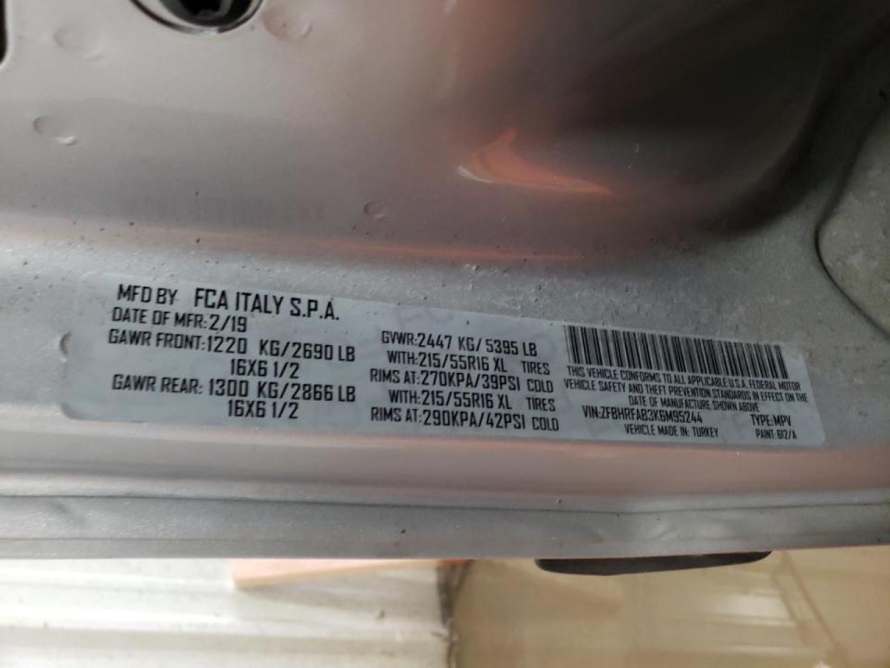 Photo 10 from auction – 2019 RAM PROMASTER with VIN ZFBHRFAB3K6M95244
