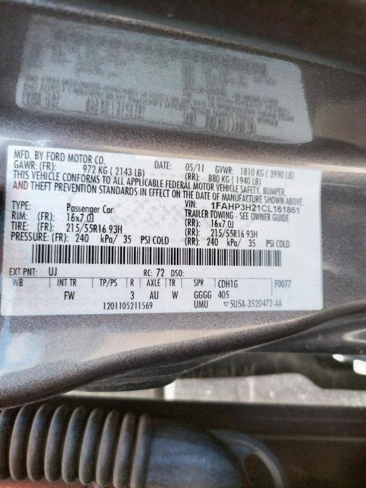 Photo 10 from auction – 2012 FORD FOCUS SEL with VIN 1FAHP3H21CL161861