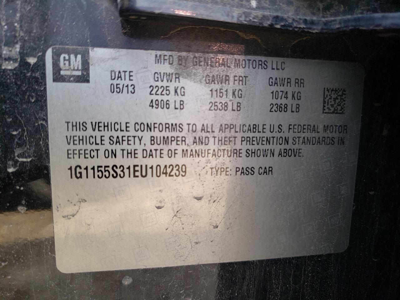 Photo 10 from auction – 2014 CHEVROLET IMPALA LTZ with VIN 1G1155S31EU104239