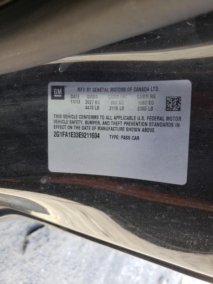 Photo 10 from auction – 2014 CHEVROLET CAMARO LS with VIN 2G1FA1E33E9211604