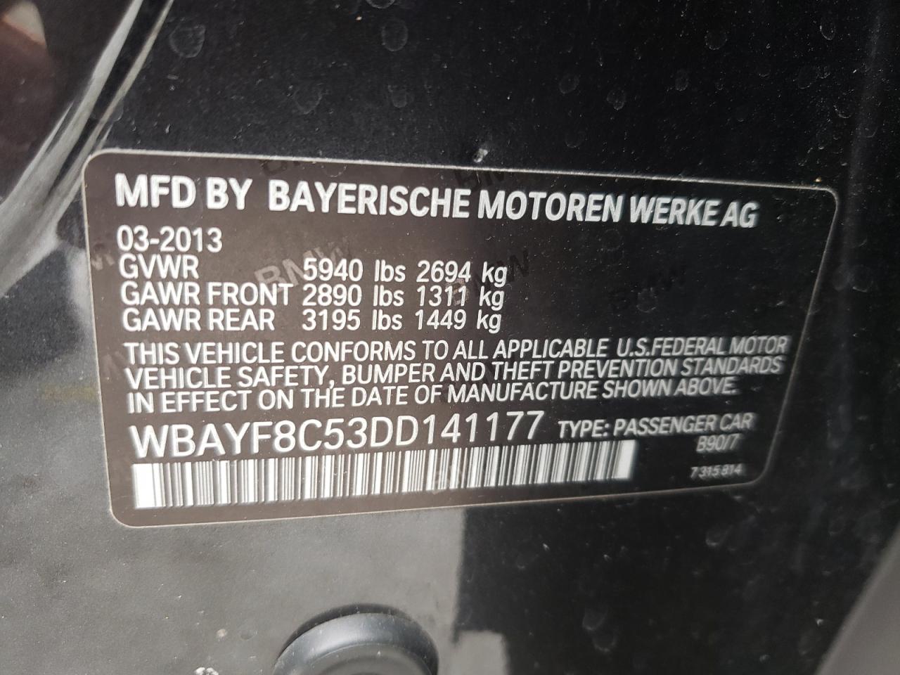 Photo 10 from auction – 2013 BMW ALPINA B7 with VIN WBAYF8C53DD141177