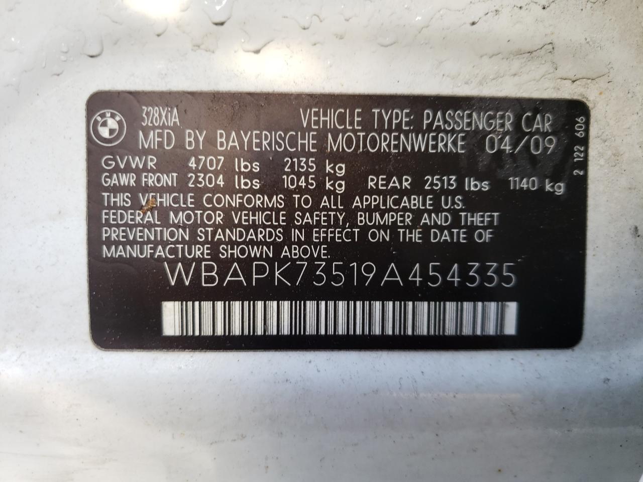 Photo 10 from auction – 2009 BMW 328 XI with VIN WBAPK73519A454335