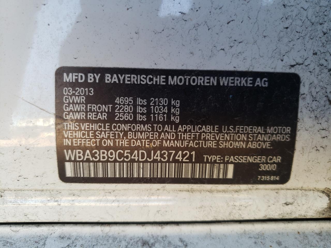 Photo 10 from auction – 2013 BMW 335 XI with VIN WBA3B9C54DJ437421