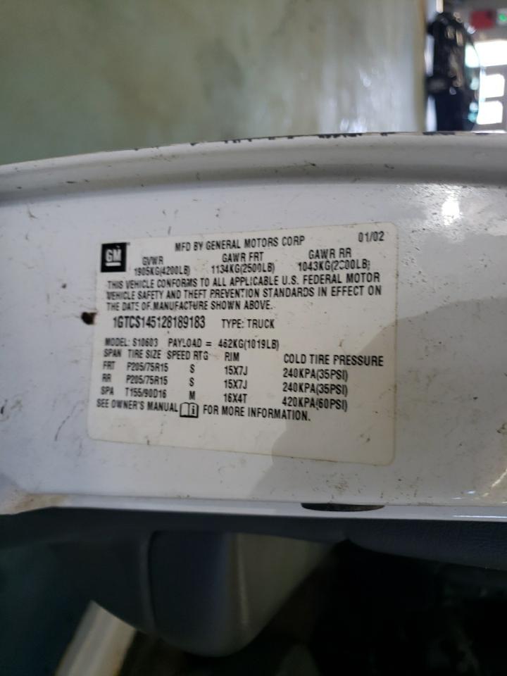 Photo 10 from auction – 2002 GMC SONOMA with VIN 1GTCS145128189183
