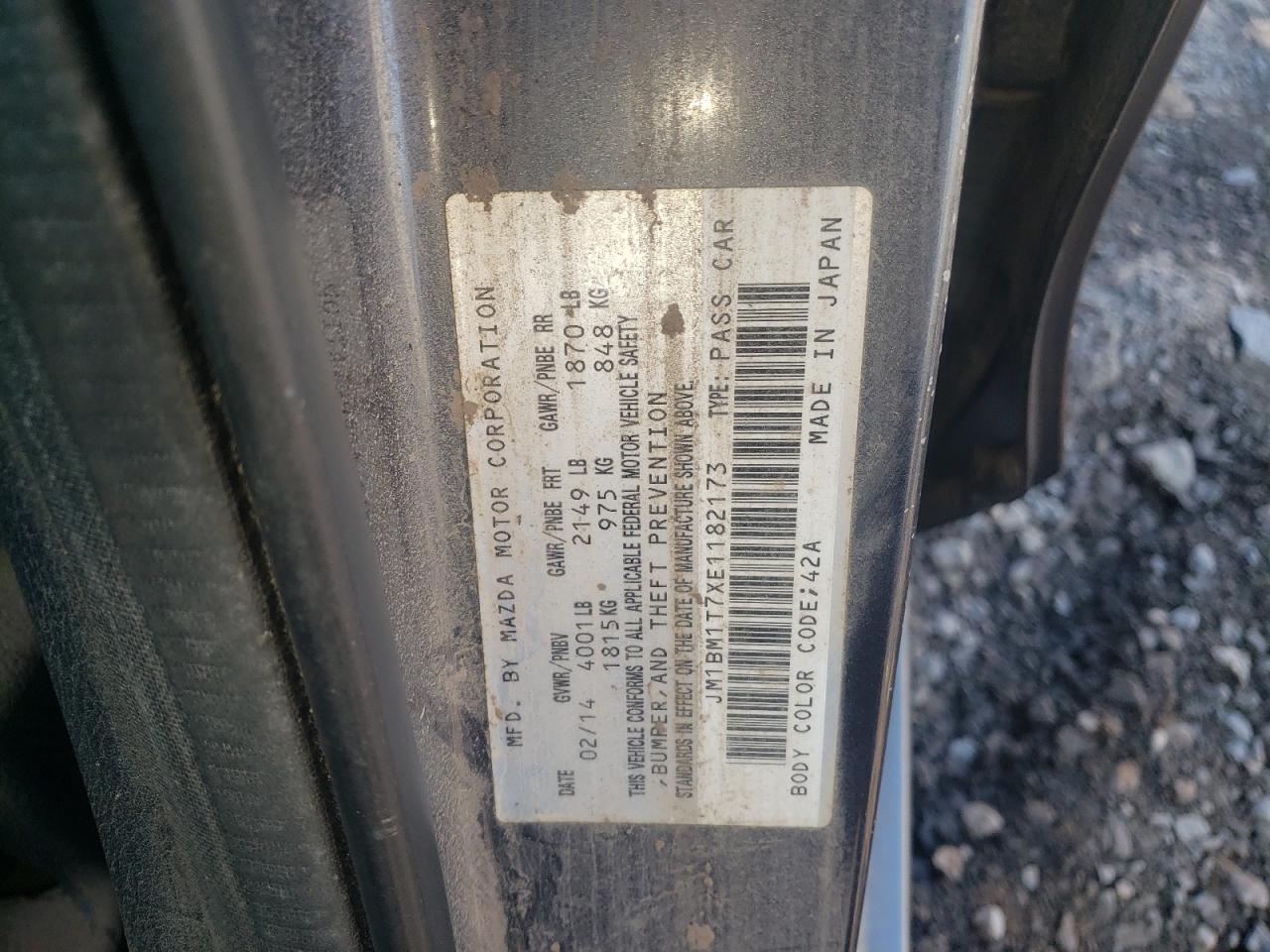 Photo 10 from auction – 2014 MAZDA 3 SV with VIN JM1BM1T7XE1182173