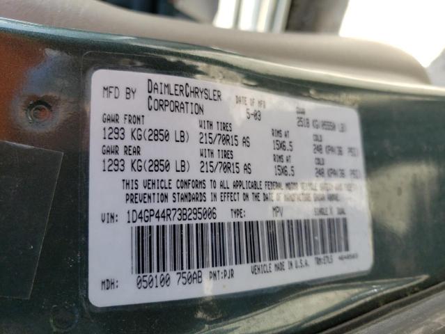 Photo 10 from auction – 2003 DODGE GRAND CARA with VIN 1D4GP44R73B295006