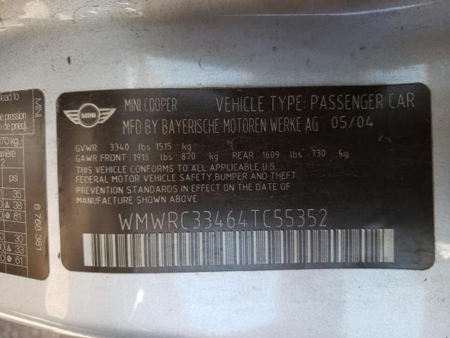 Photo 10 from auction – 2004 MINI COOPER with VIN WMWRC33464TC55352