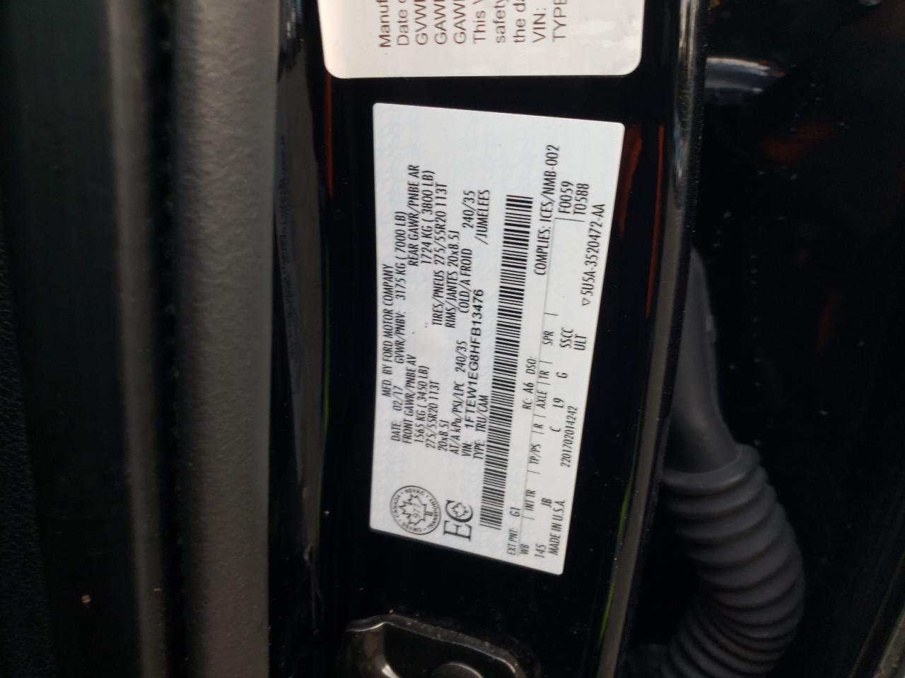 Photo 10 from auction – 2017 FORD F150 SUPER with VIN 1FTEW1EG8HFB13476