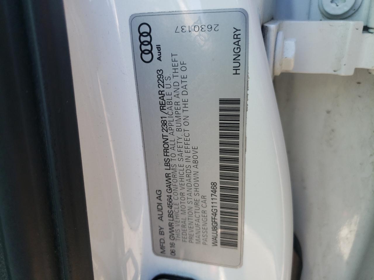 Фото 10 с аукциона – 2016 AUDI A3 PREMIUM с VIN WAUJ8GFF4G1117468
