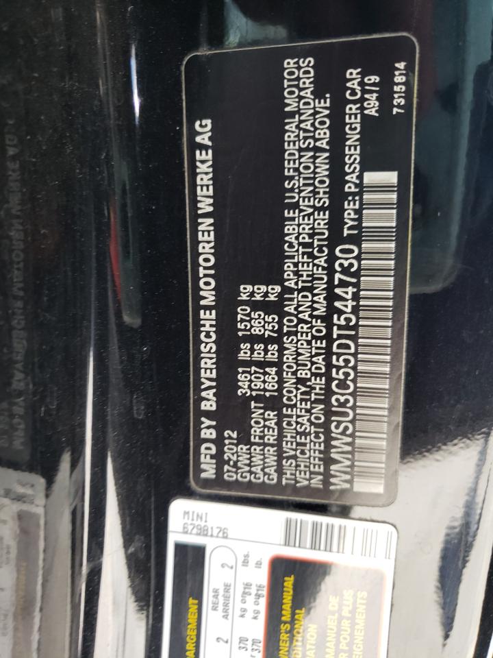 Photo 10 from auction – 2013 MINI COOPER with VIN WMWSU3C55DT544730