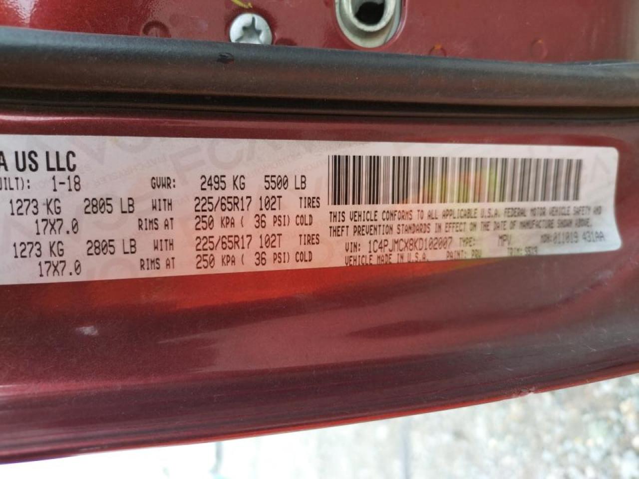 Photo 10 from auction – 2019 JEEP CHEROKEE L with VIN 1C4PJMCX8KD102007