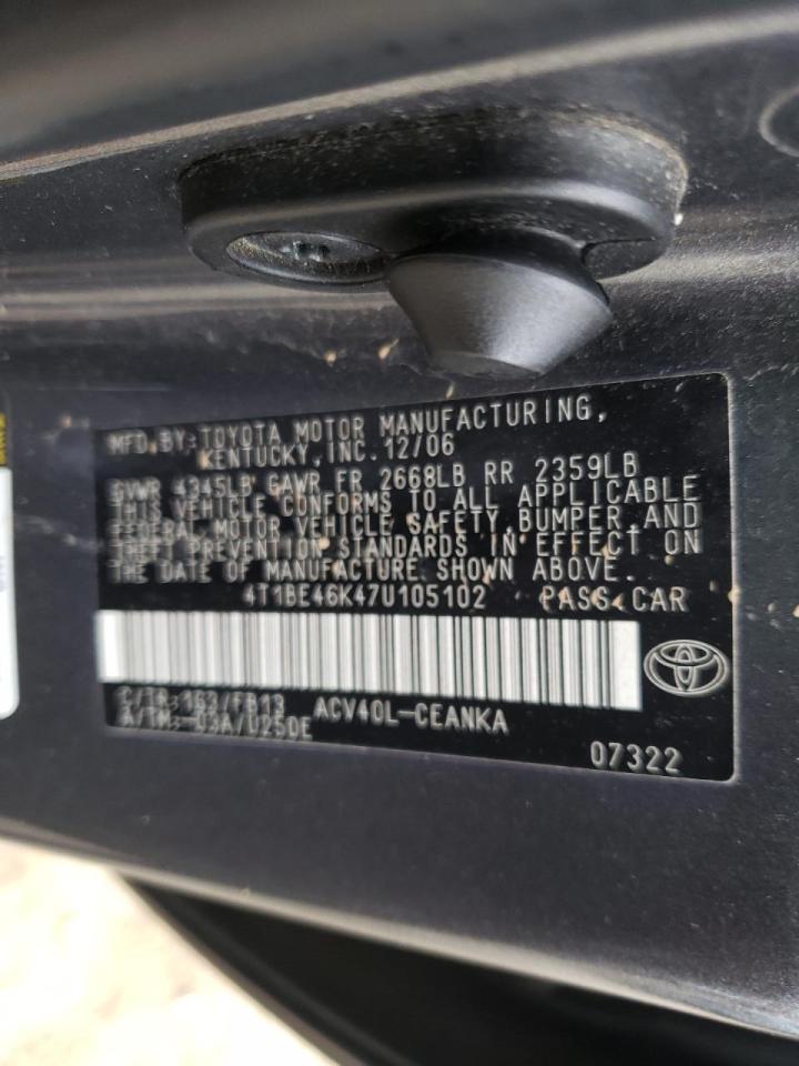 Photo 10 from auction – 2007 TOYOTA CAMRY NEW with VIN 4T1BE46K47U105102