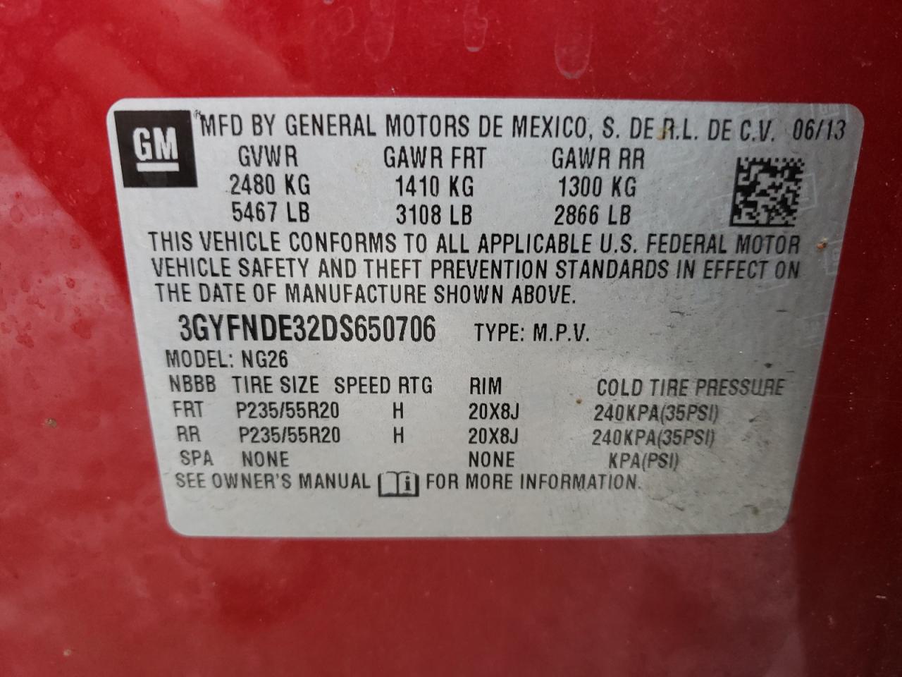 Photo 10 from auction – 2013 CADILLAC SRX PERFOR with VIN 3GYFNDE32DS650706