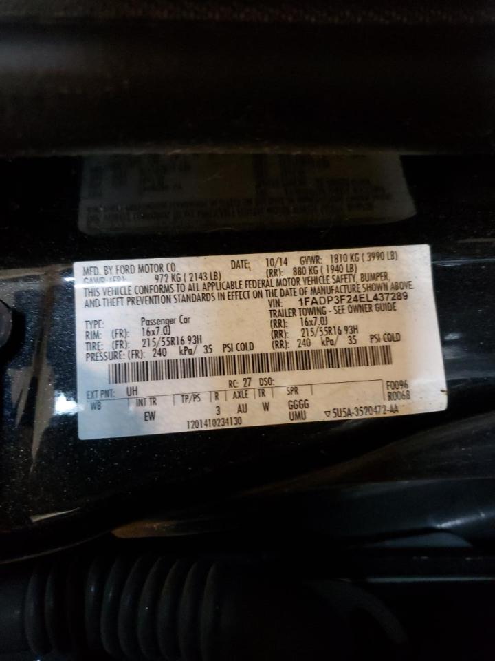 Photo 10 from auction – 2014 FORD FOCUS SE with VIN 1FADP3F24EL437289