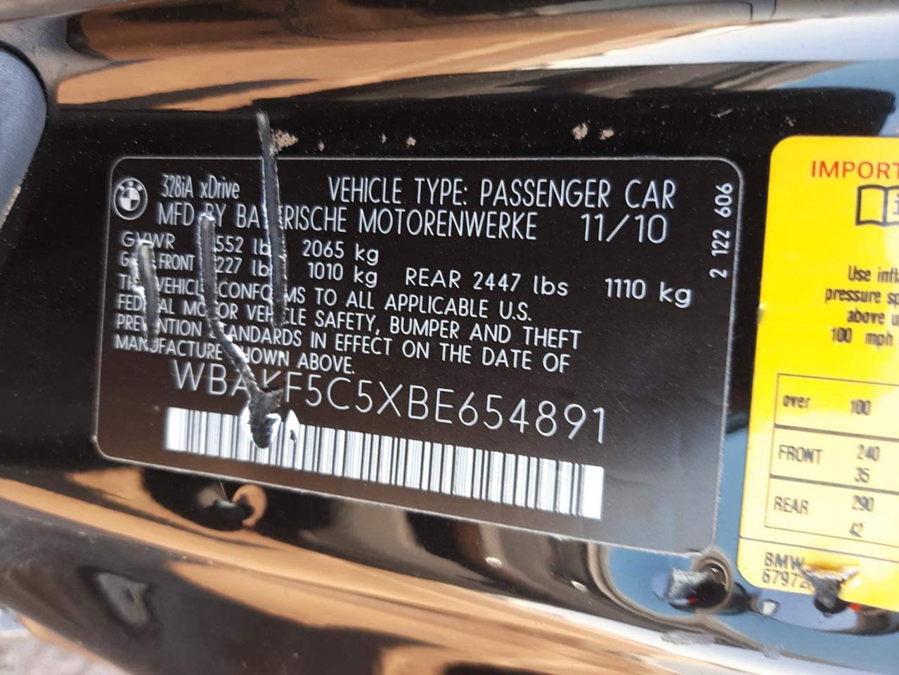 Photo 10 from auction – 2011 BMW 328 XI SUL with VIN WBAKF5C5XBE654891