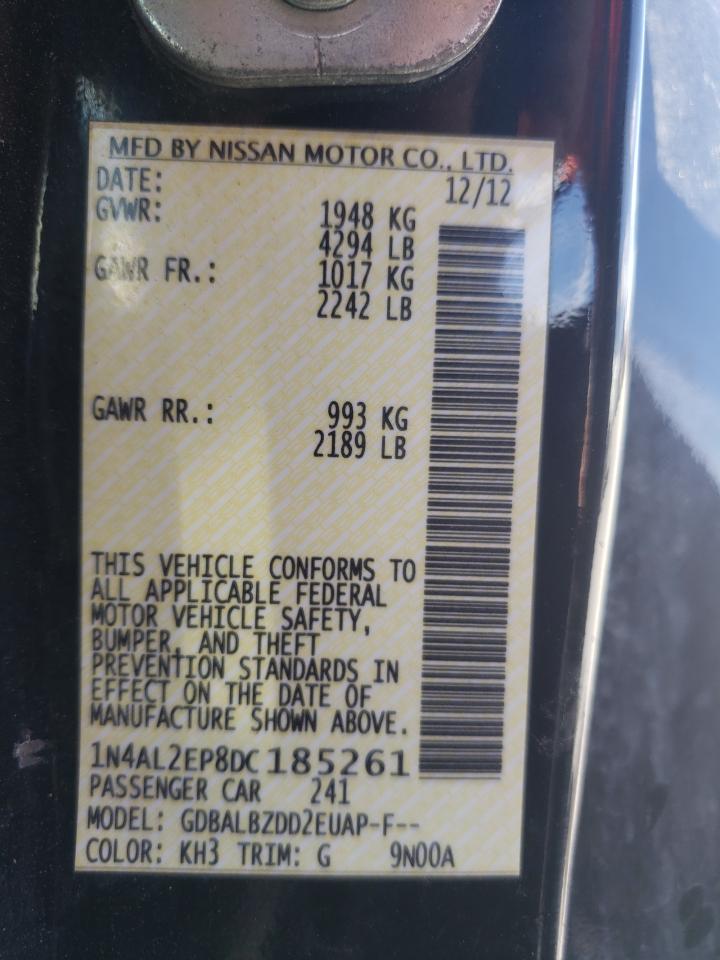 Photo 10 from auction – 2013 NISSAN ALTIMA S with VIN 1N4AL2EP8DC185261