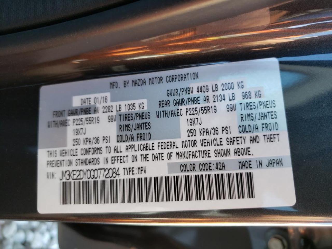 Photo 10 from auction – 2016 MAZDA CX-5 GT with VIN JM3KE2DY0G0772084